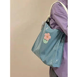 Patent Leather Girls Shoulder Bags Floral Ladies Underarm Bag Tote Purse