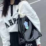 Patent Leather Girls Shoulder Bags Floral Ladies Underarm Bag Tote Purse