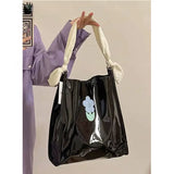 Patent Leather Girls Shoulder Bags Floral Ladies Underarm Bag Tote Purse