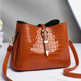 Crocodile Pattern Bucket Bag Women Shoulder Handbag