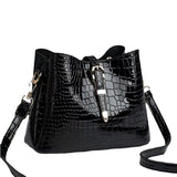 Crocodile Pattern Bucket Bag Women Shoulder Handbag