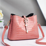 Crocodile Pattern Bucket Bag Women Shoulder Handbag