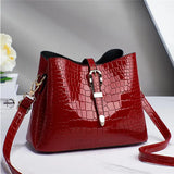 Crocodile Pattern Bucket Bag Women Shoulder Handbag