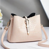 Crocodile Pattern Bucket Bag Women Shoulder Handbag