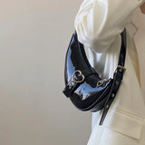 Crocodile Pattern Half Moon Underarm Bag for Women
