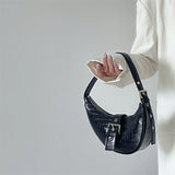 Crocodile Pattern Half Moon Underarm Bag for Women