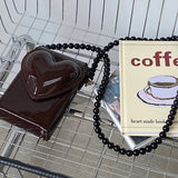 Patent Leather Women's Square Shoulder Bag Love Heart Messenger Bags