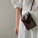 Patent Leather Women's Square Shoulder Bag Love Heart Messenger Bags