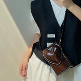 Patent Leather Women's Square Shoulder Bag Love Heart Messenger Bags