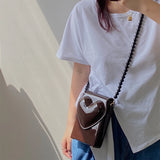 Patent Leather Women's Square Shoulder Bag Love Heart Messenger Bags