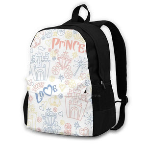 Princess Doodles Laptop Bagpack - Castle Design