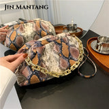 Snake Print Shoulder Bag Women Leather Tote Handbag Lady Crossbody Bags