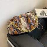 Snake Print Shoulder Bag Women Leather Tote Handbag Lady Crossbody Bags