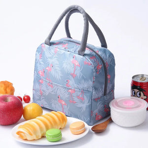 Patterned Lunch Bag Striped Canvas Couple Insulated Thermal Foo