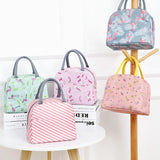 Patterned Lunch Bag Striped Canvas Couple Insulated Thermal Foo