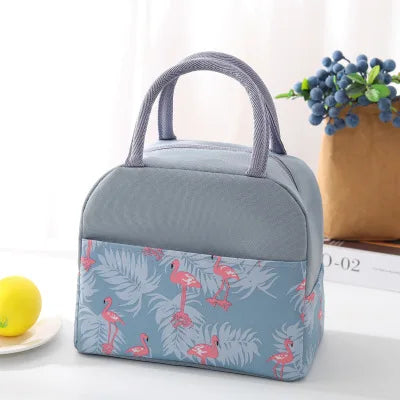 Patterned Lunch Bag Striped Canvas Couple Insulated Thermal Foo
