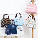 Patterned Lunch Bag Striped Canvas Couple Insulated Thermal Foo