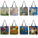 Botanical Print Tulip Travel Tote Bag - Foldable Floral Shopping Shoulder Bag