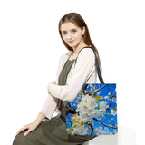 Botanical Print Tulip Travel Tote Bag - Foldable Floral Shopping Shoulder Bag
