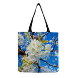 Botanical Print Tulip Travel Tote Bag - Foldable Floral Shopping Shoulder Bag