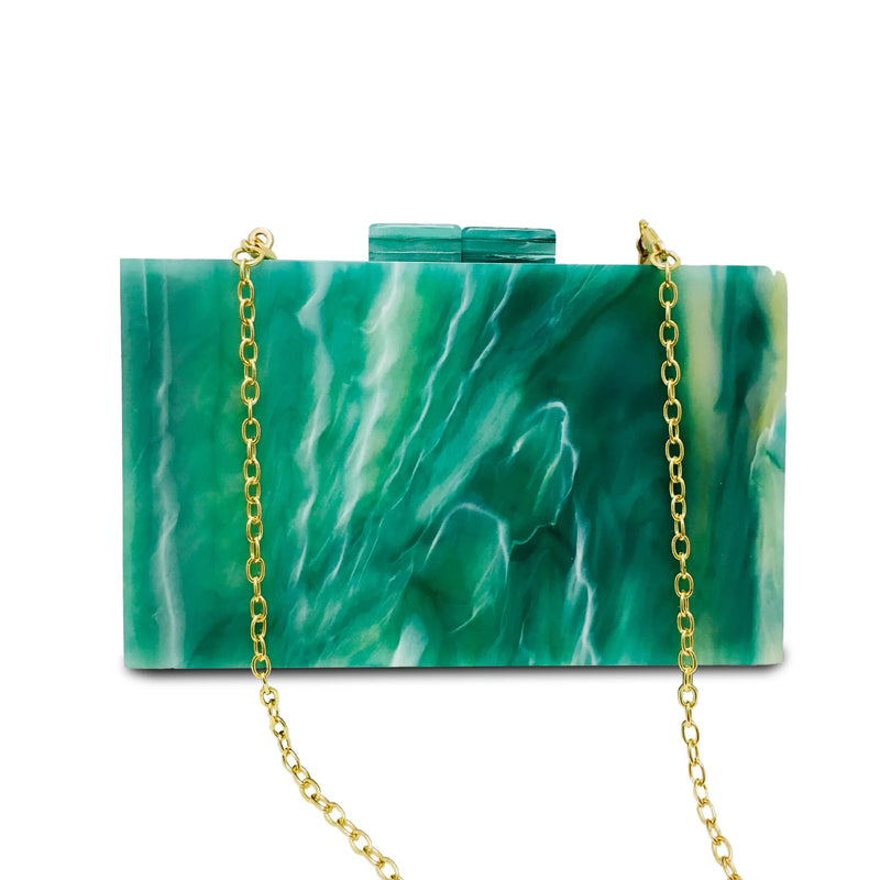 Green Acrylic Clasp Chain Shoulder Bag