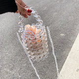 Pearls Beading Bags Vintage Evening Party Ladies Hollow Tote Shoulder Bags