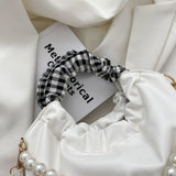 Pearls Shoulder Bags Women Temperament PU Leather Pleated Cloud Bag