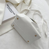 Pearls Shoulder Bags Women Temperament PU Leather Pleated Cloud Bag