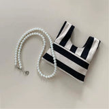 Vintage Striped Canvas Bag Beading Cross Body Handbags