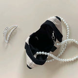 Vintage Striped Canvas Bag Beading Cross Body Handbags