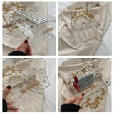 Clear Acrylic Striped Clutch Bag Party Wedding Evening Handbag