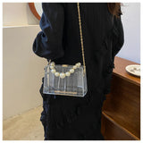Clear Acrylic Striped Clutch Bag Party Wedding Evening Handbag