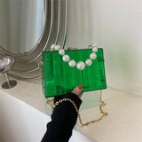 Clear Acrylic Striped Clutch Bag Party Wedding Evening Handbag