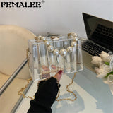 Clear Acrylic Striped Clutch Bag Party Wedding Evening Handbag