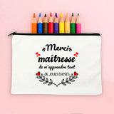French Print Pencil Case Wash Pouch Teacher Storage Bags
