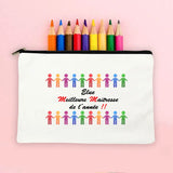 French Print Pencil Case Wash Pouch Teacher Storage Bags