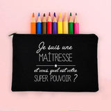 French Print Pencil Case Wash Pouch Teacher Storage Bags