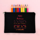 French Print Pencil Case Wash Pouch Teacher Storage Bags