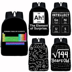 Chemistry Print Backpack for Teen Schoolbags High-Capacity Rucksack