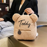 Bear Backpack Kids Travel Rucksack Personalised Name Womens Shoulder Bag