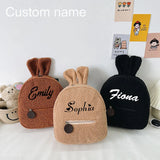 Personalised Bunny Backpack with Your Name Plush Rabbit Ear Satchel for Girls