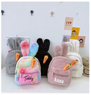 Personalised Rabbit Backpacks Name Portable Children Travel Shopping Rucksacks