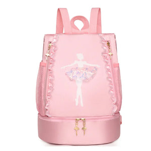 Embroidery Ballet Dance Backpack with Shoe Compartment