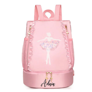 Embroidery Ballet Dance Backpack with Shoe Compartment