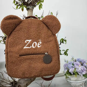 Embroidered Bear Backpack for Kids and Women
