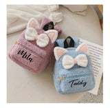 Mini Personalized Fluffy Cat Backpack for Girls