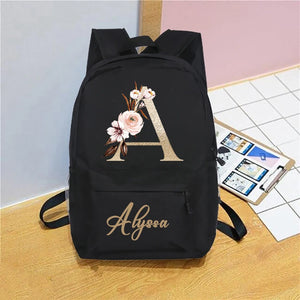 Personalised Name Initial Backpack Pink Letter Girls Kid Nursery Child
