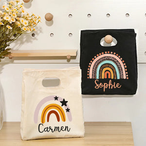 Personalized Rainbow Name Lunch Bag for Women Kids