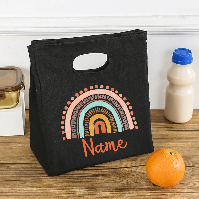 Personalized Rainbow Name Lunch Bag for Women Kids