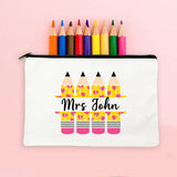 Personalised Teacher Name Zipper Makeup Bags Travel Wash Storage Pouch